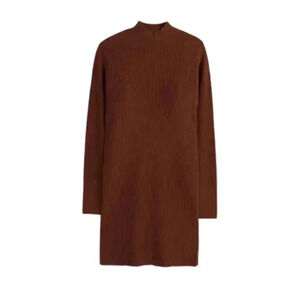 Abercrombie & Fitch Sweater Dress Academia Cozy Women L Cottage Lagenlook Brown